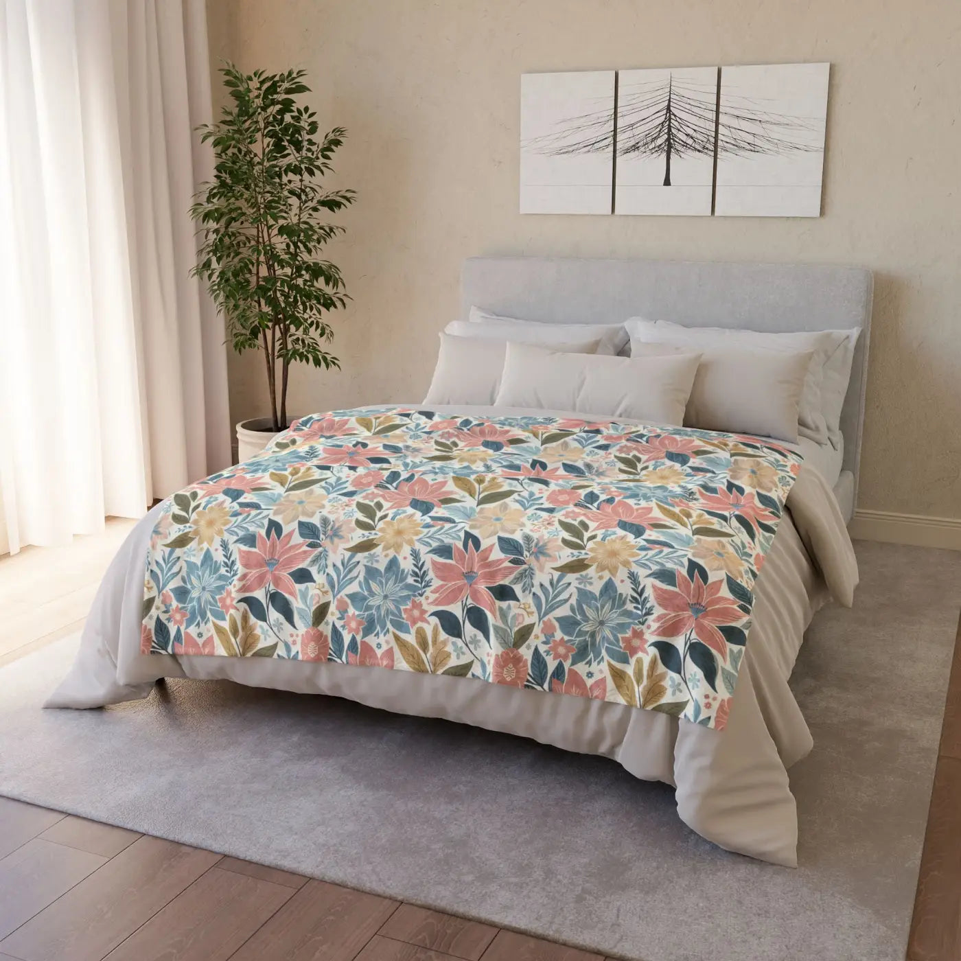 Soft Pastel Floral Blankets - Cozy Minky Polyester - DipaliZ
