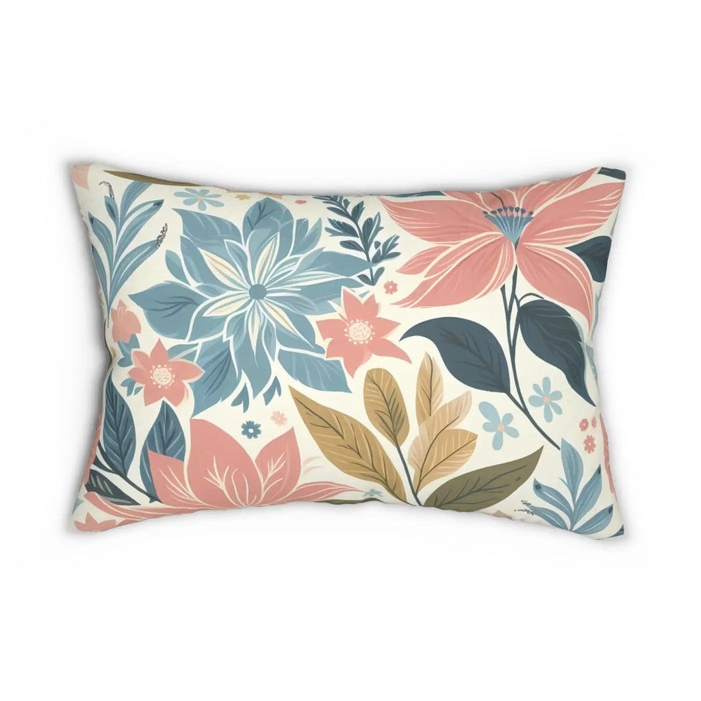 Pastel Floral Lumbar Pillow - Elegant Spun Polyester - DipaliZ