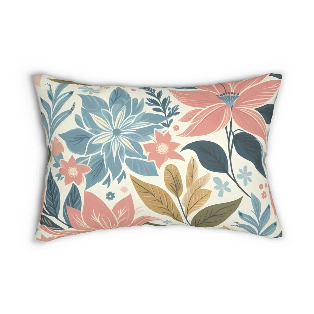 Pastel Floral Lumbar Pillow - Elegant Spun Polyester - DipaliZ