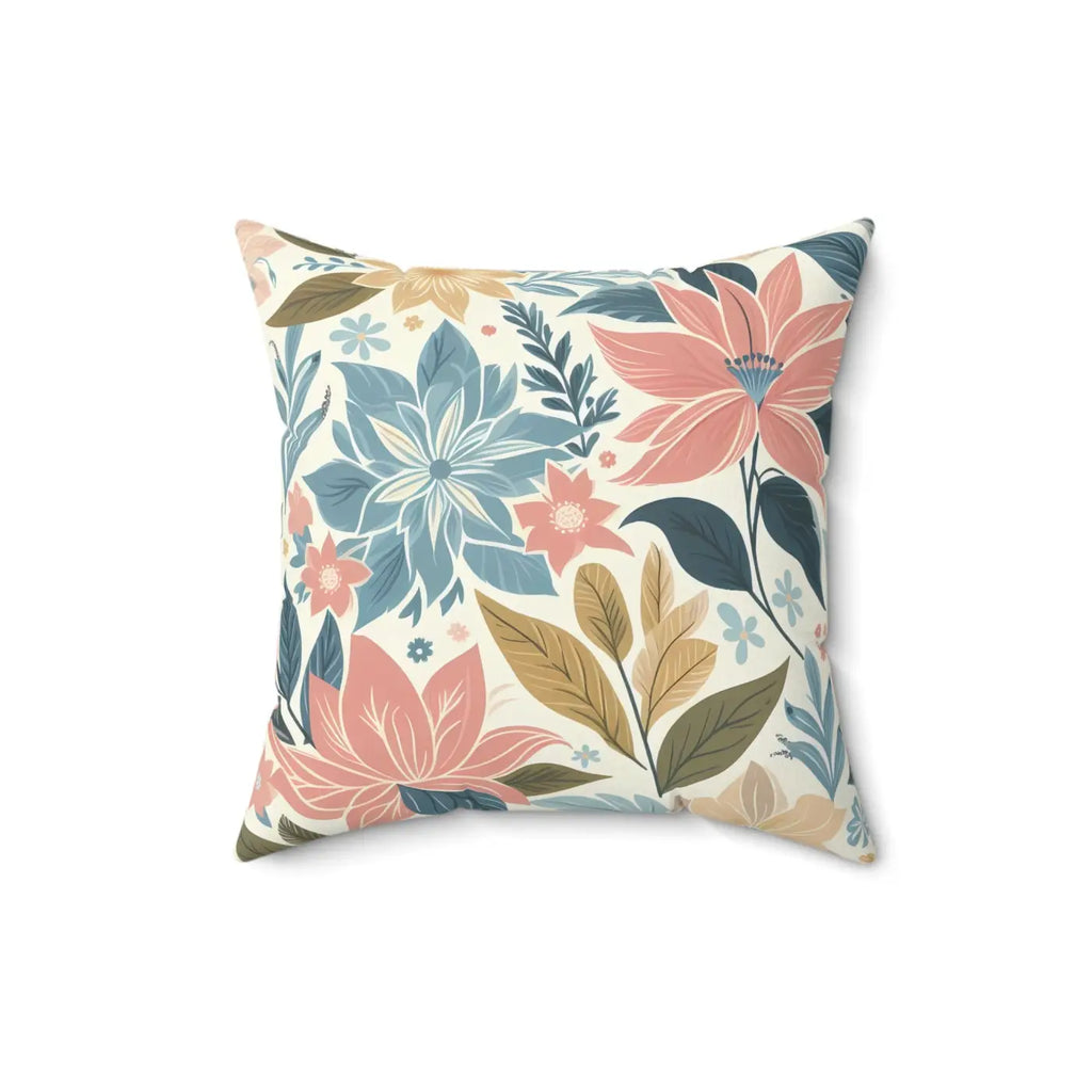 Pastel Floral Pattern Spun Polyester Square Pillow - DipaliZ