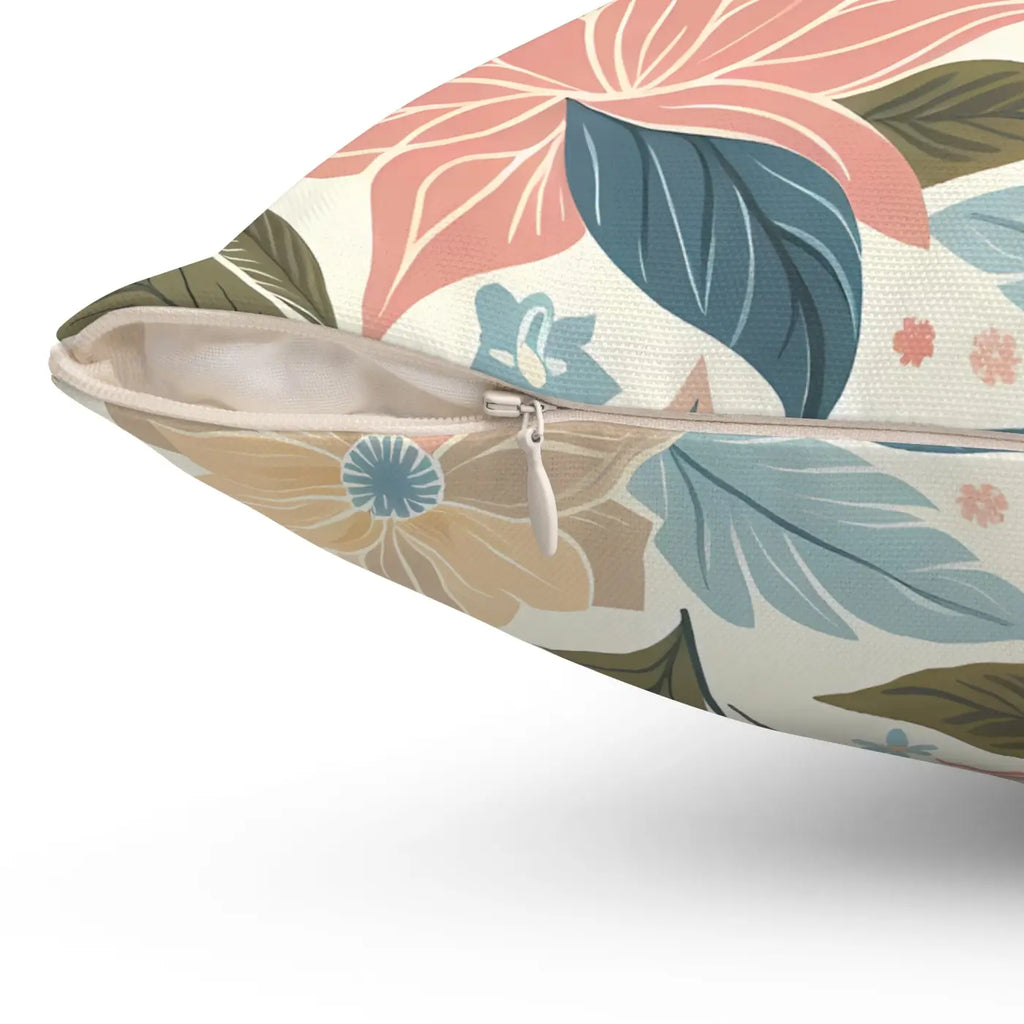 Pastel Floral Pattern Spun Polyester Square Pillow - DipaliZ