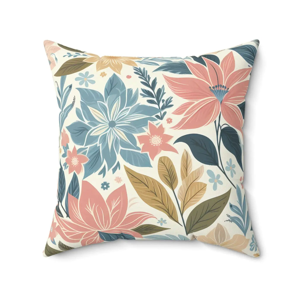 Pastel Floral Pattern Spun Polyester Square Pillow - DipaliZ