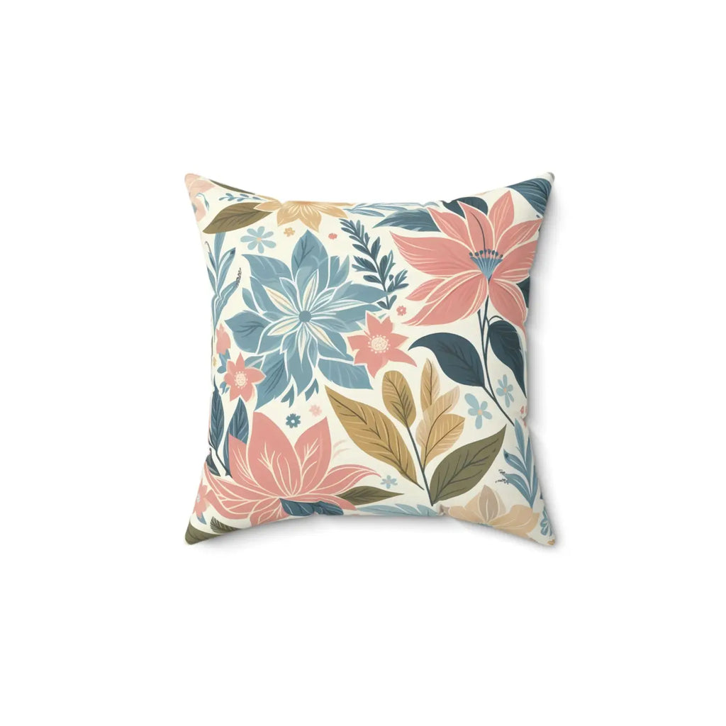 Pastel Floral Pattern Spun Polyester Square Pillow - DipaliZ