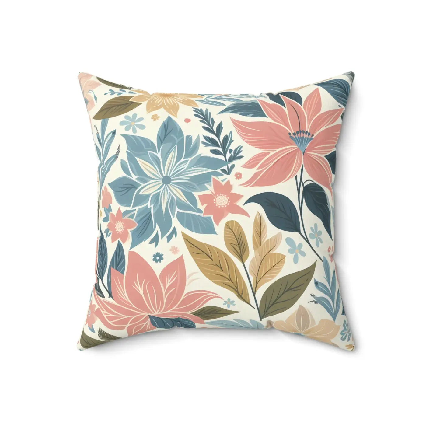 Pastel Floral Pattern Spun Polyester Square Pillow - DipaliZ