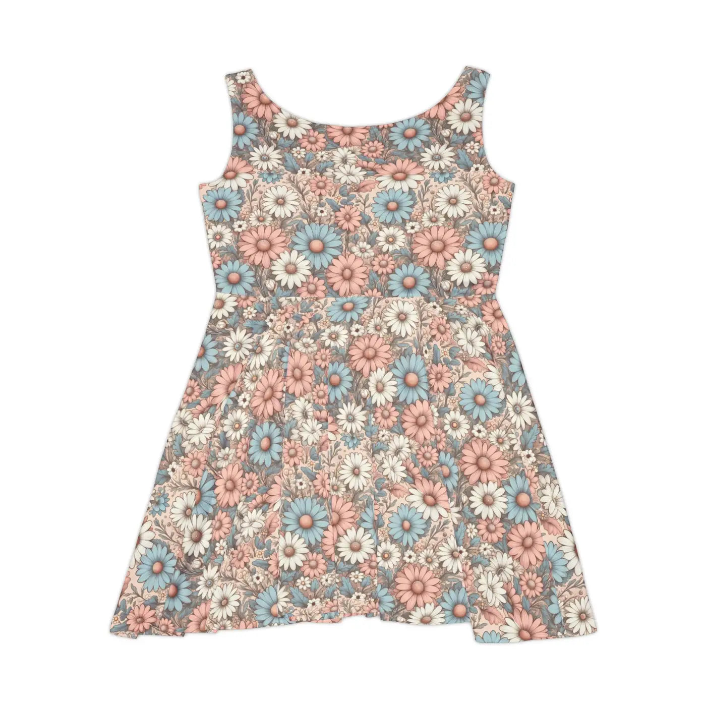 Pastel Floral Skater Dress - Romantic Style - DipaliZ
