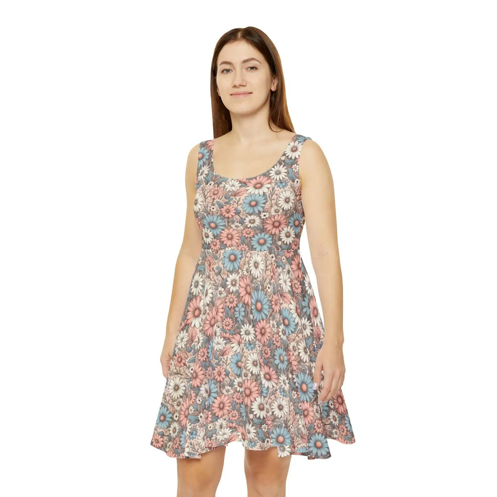 Pastel Floral Skater Dress - Romantic Style - DipaliZ