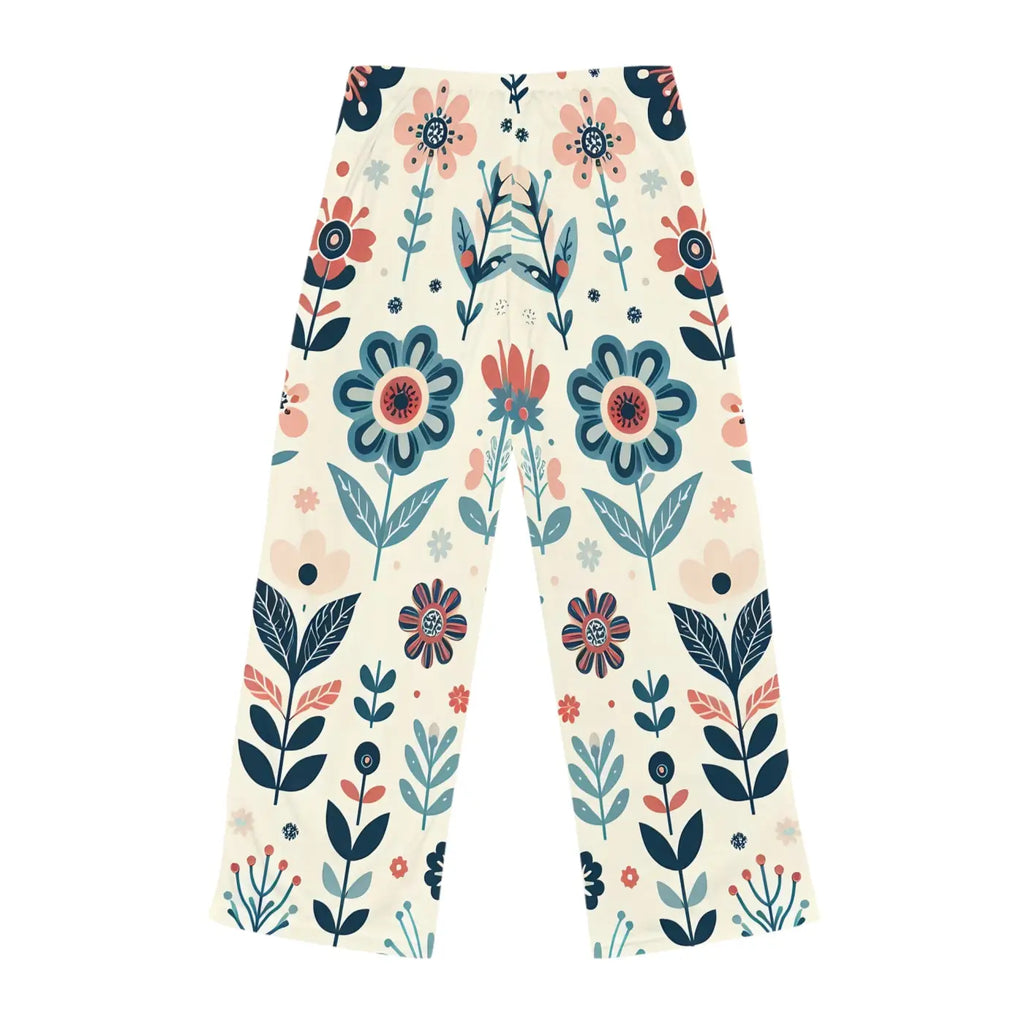 Pastel Floral Pajama Pants - Drawstring Tie Loungewear - DipaliZ