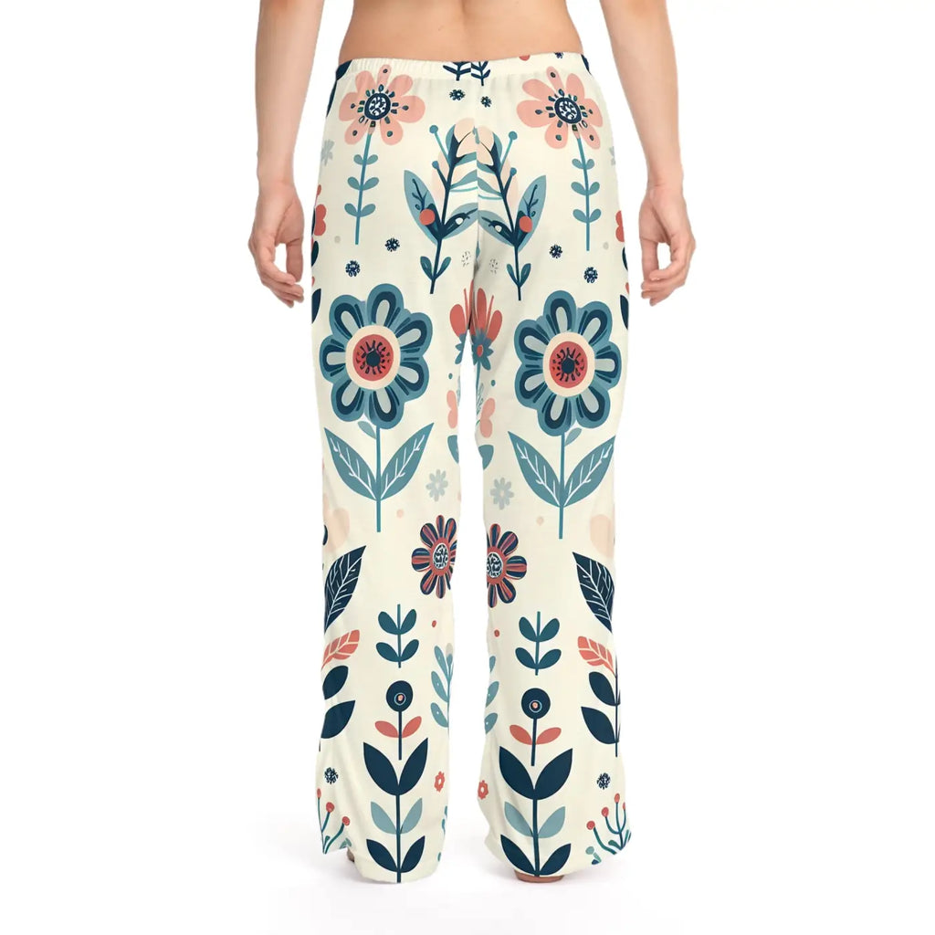 Pastel Floral Pajama Pants - Drawstring Tie Loungewear - DipaliZ