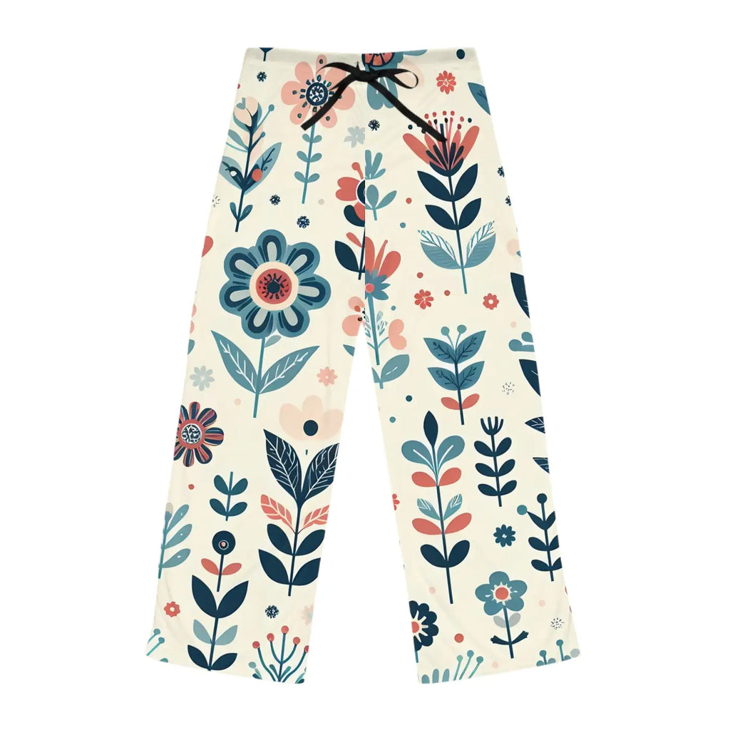 Pastel Floral Pajama Pants - Drawstring Tie Loungewear - DipaliZ