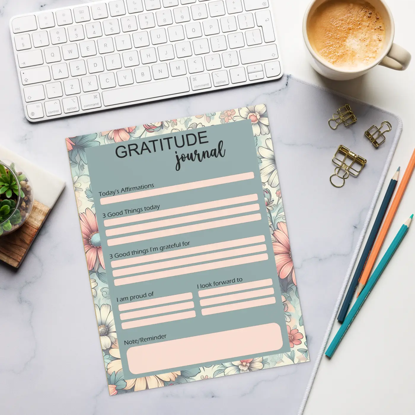 Florals Gratitude Journal - Captivating Pastel Design - DipaliZ