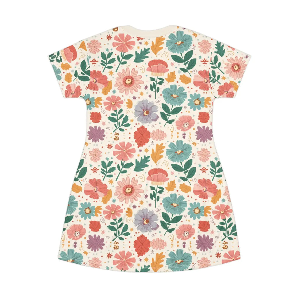 Sustainable All-Over-Print T-Shirt Dress - Pastel Flower - DipaliZ