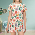 Sustainable All-Over-Print T-Shirt Dress - Pastel Flower - DipaliZ