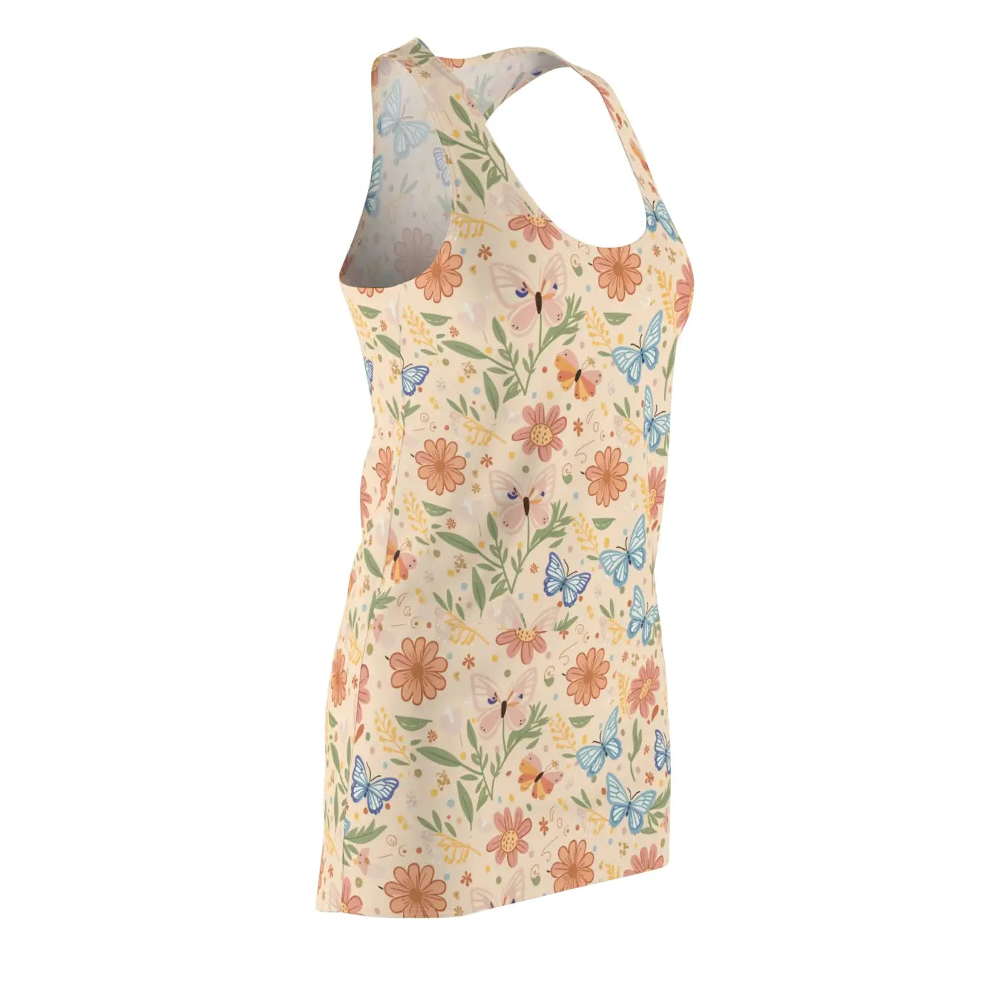 Floral Racerback Dress - Pastel Flowers and Butterflies - DipaliZ