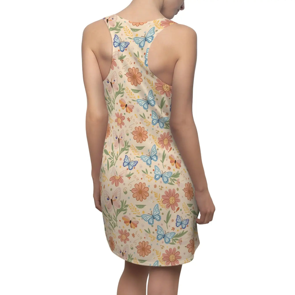 Floral Racerback Dress - Pastel Flowers and Butterflies - DipaliZ
