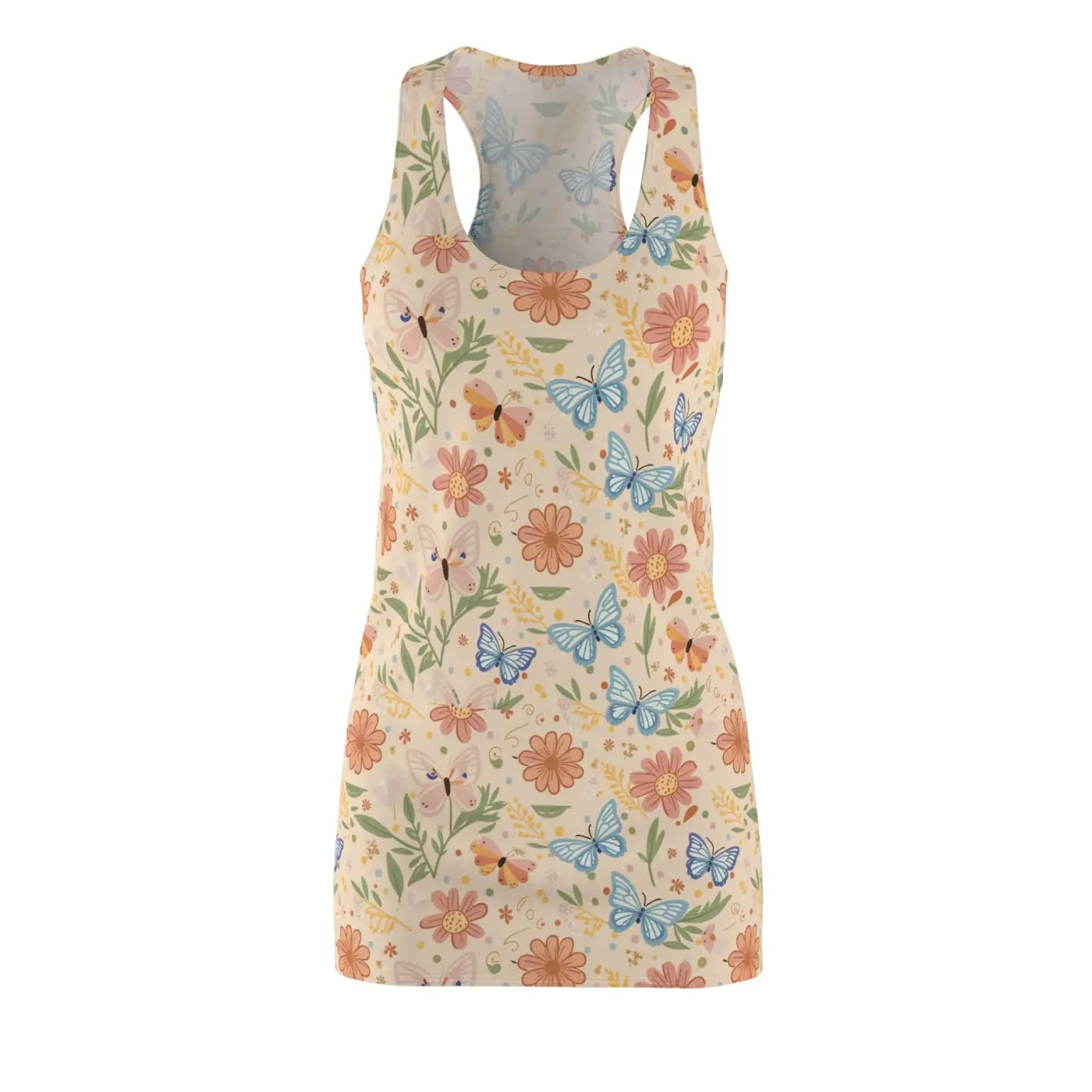Floral Racerback Dress - Pastel Flowers and Butterflies - DipaliZ