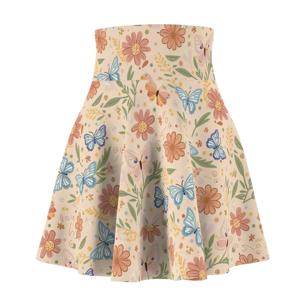 Pastel Flowers Skater Skirt - Everyday Fun Casual Wear - DipaliZ