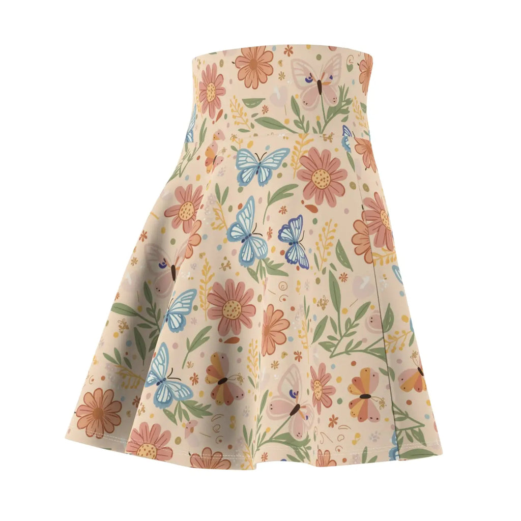 Pastel Flowers Skater Skirt - Everyday Fun Casual Wear - DipaliZ