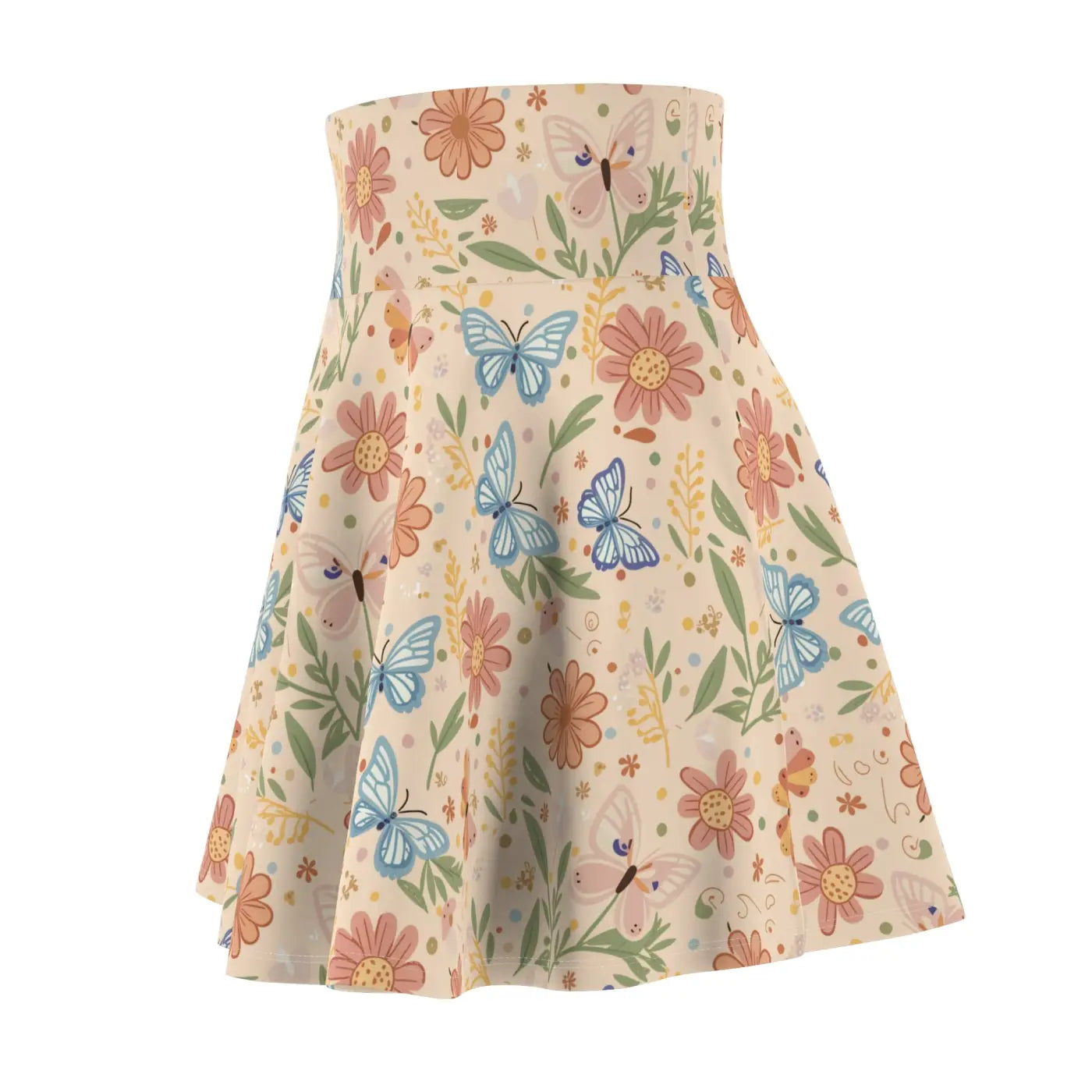 Pastel Flowers Skater Skirt - Everyday Fun Casual Wear - DipaliZ