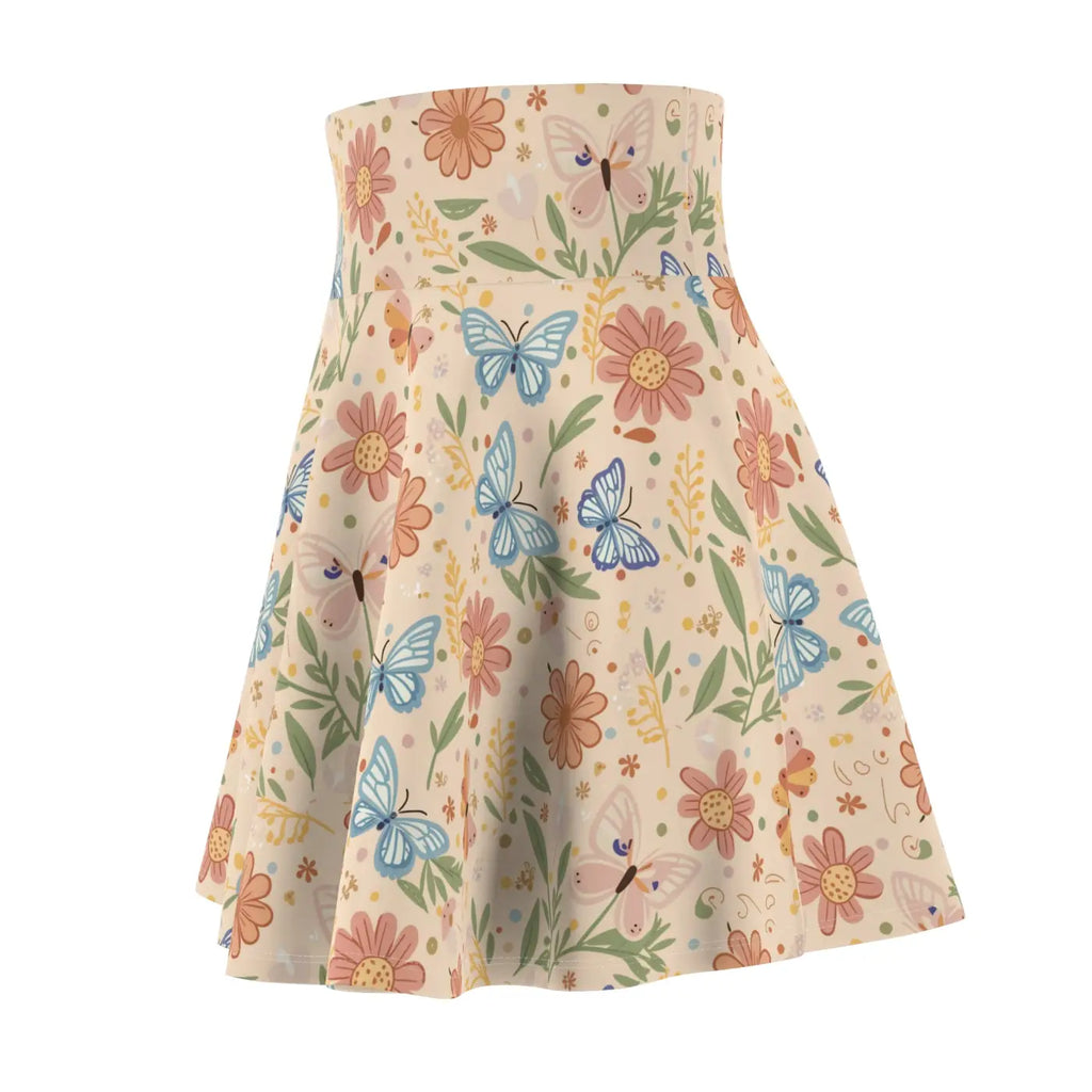 Pastel Flowers Skater Skirt - Everyday Fun Casual Wear - DipaliZ
