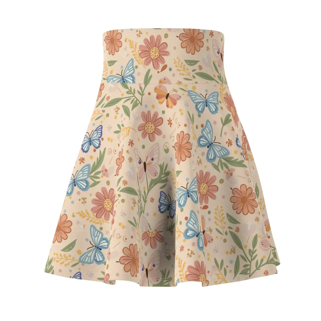 Pastel Flowers Skater Skirt - Everyday Fun Casual Wear - DipaliZ