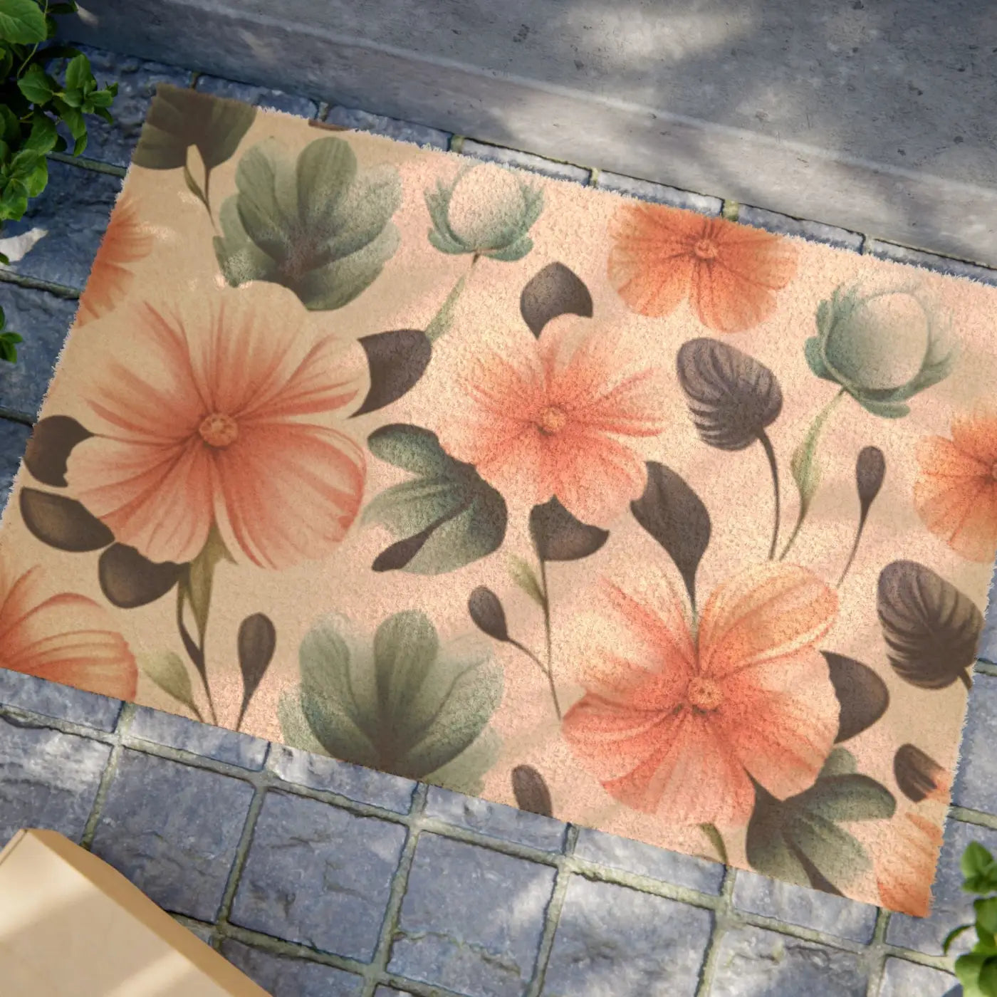 Pastel Flowers Doormat - Eco-Friendly Coconut Fiber - DipaliZ
