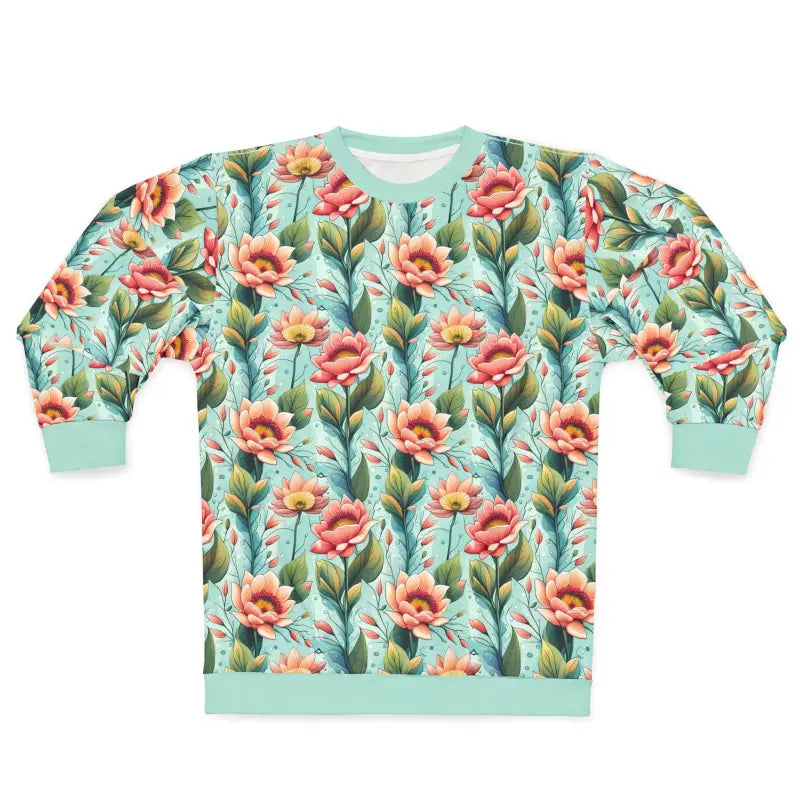 Unisex Sweatshirt - Pastel Flowers and Mint Green - DipaliZ