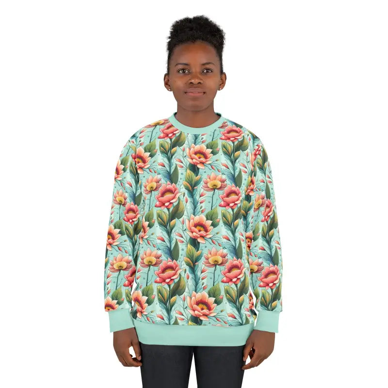 Unisex Sweatshirt - Pastel Flowers and Mint Green - DipaliZ