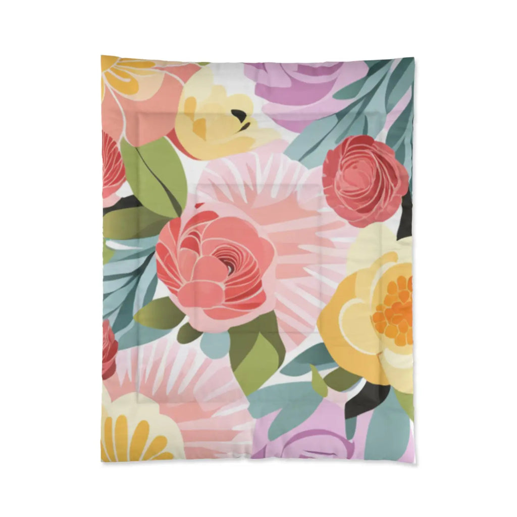 Cozy Comforter - Pastel Flowers Pattern for Deep Sleep - DipaliZ