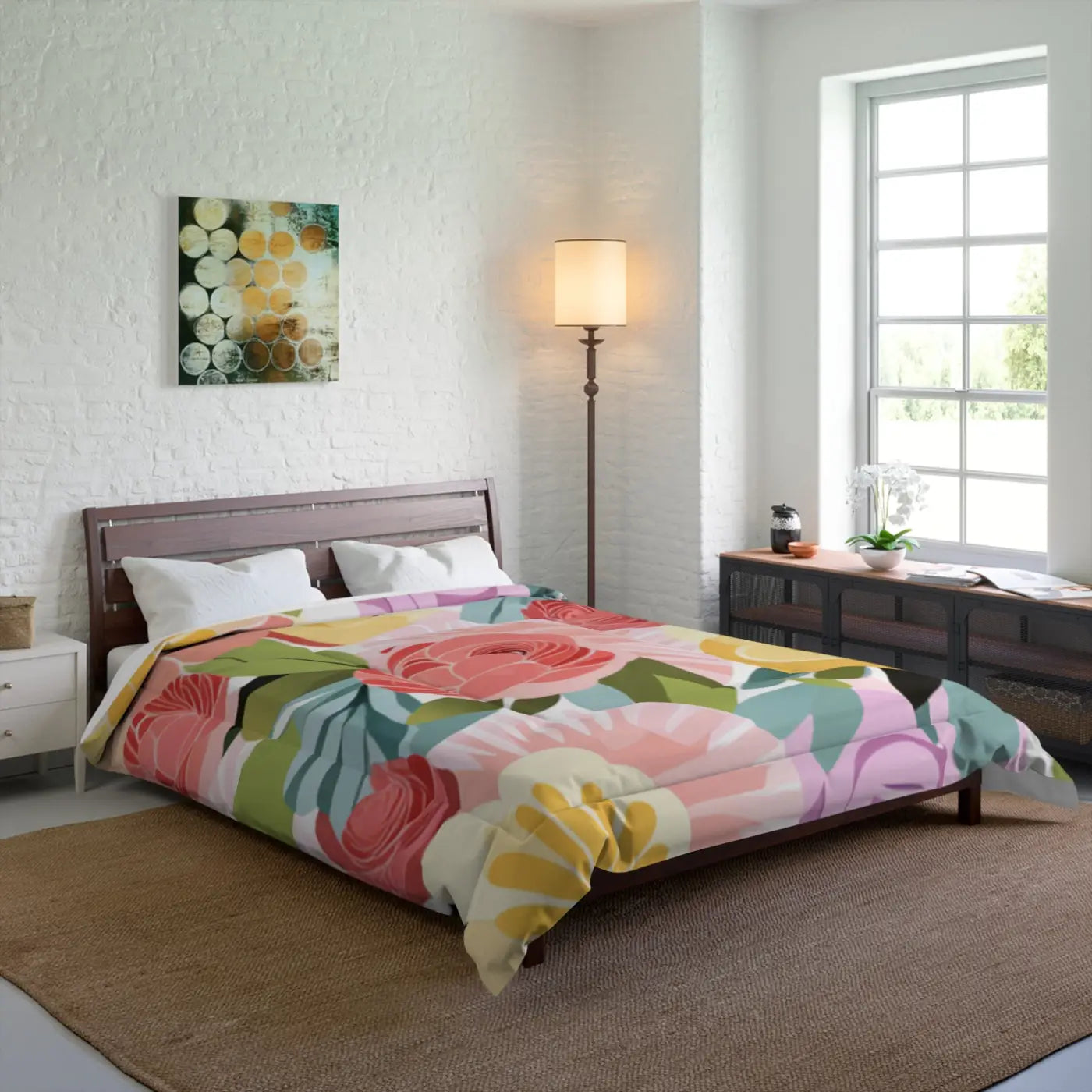 Cozy Comforter - Pastel Flowers Pattern for Deep Sleep - DipaliZ