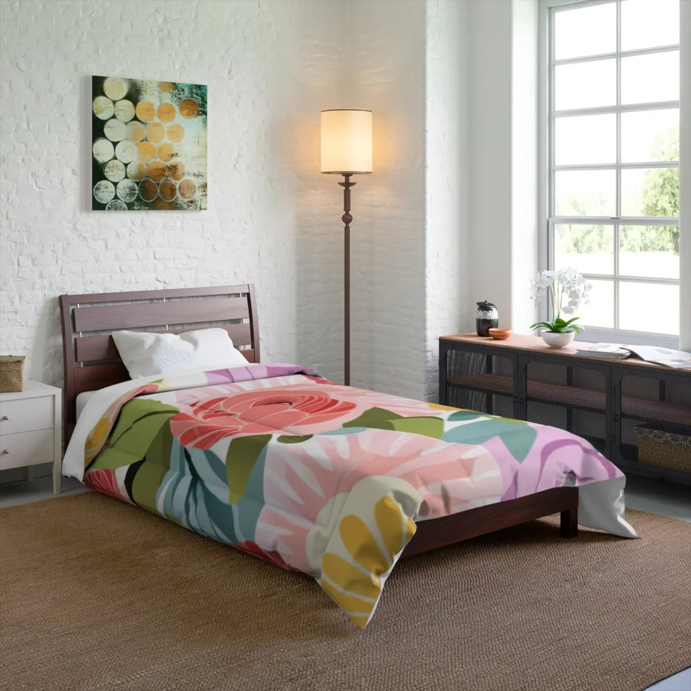 Cozy Comforter - Pastel Flowers Pattern for Deep Sleep - DipaliZ