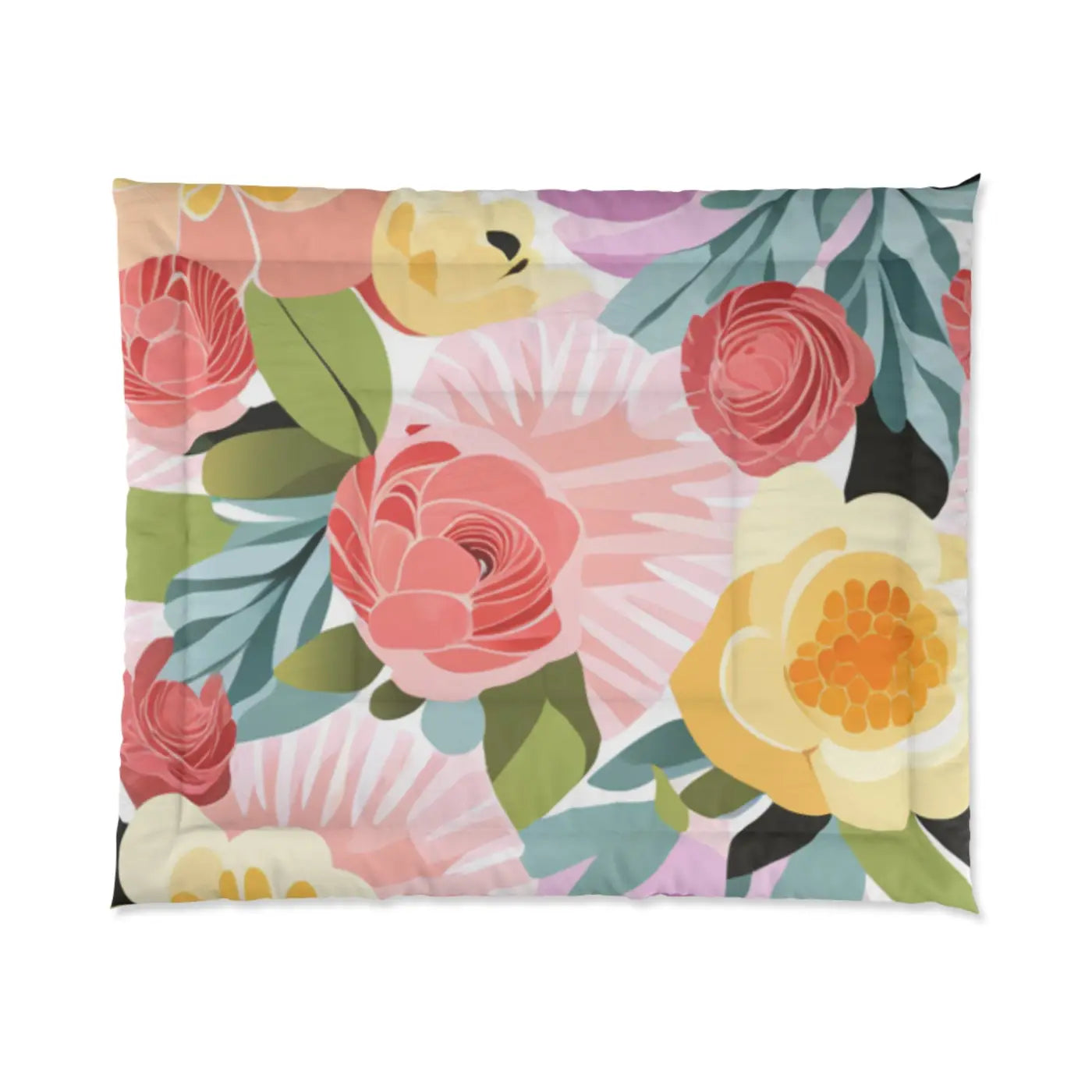 Cozy Comforter - Pastel Flowers Pattern for Deep Sleep - DipaliZ
