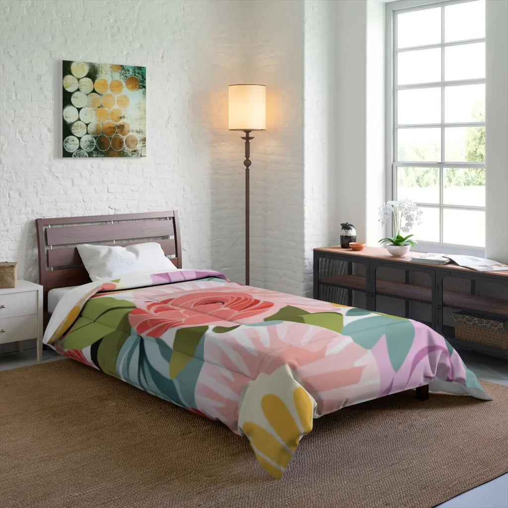Cozy Comforter - Pastel Flowers Pattern for Deep Sleep - DipaliZ