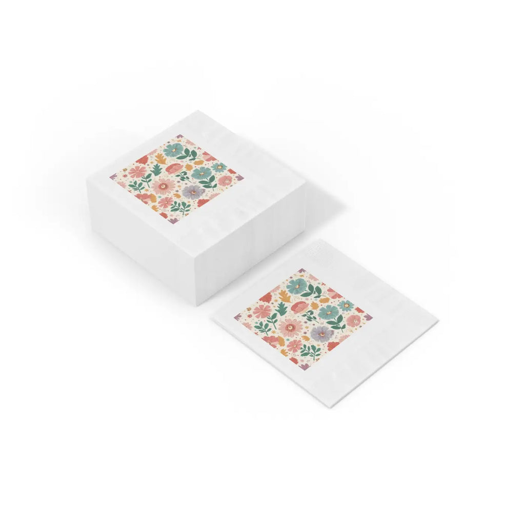 Pastel Floral Paper Napkins - Coined Edge Border Party - DipaliZ