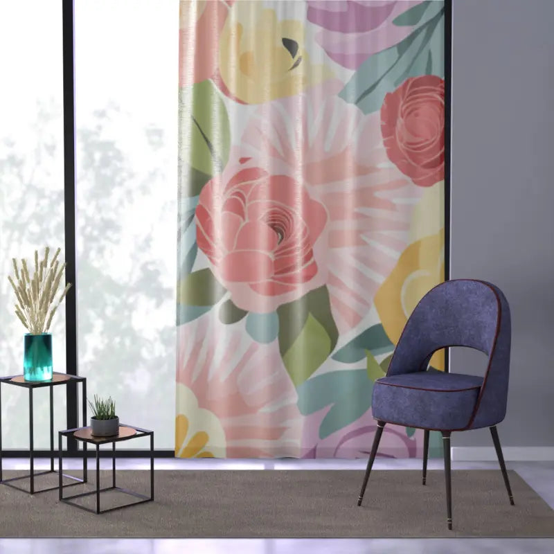 Pastel Flowers Window Curtain - Fresh Home Decor Style - DipaliZ