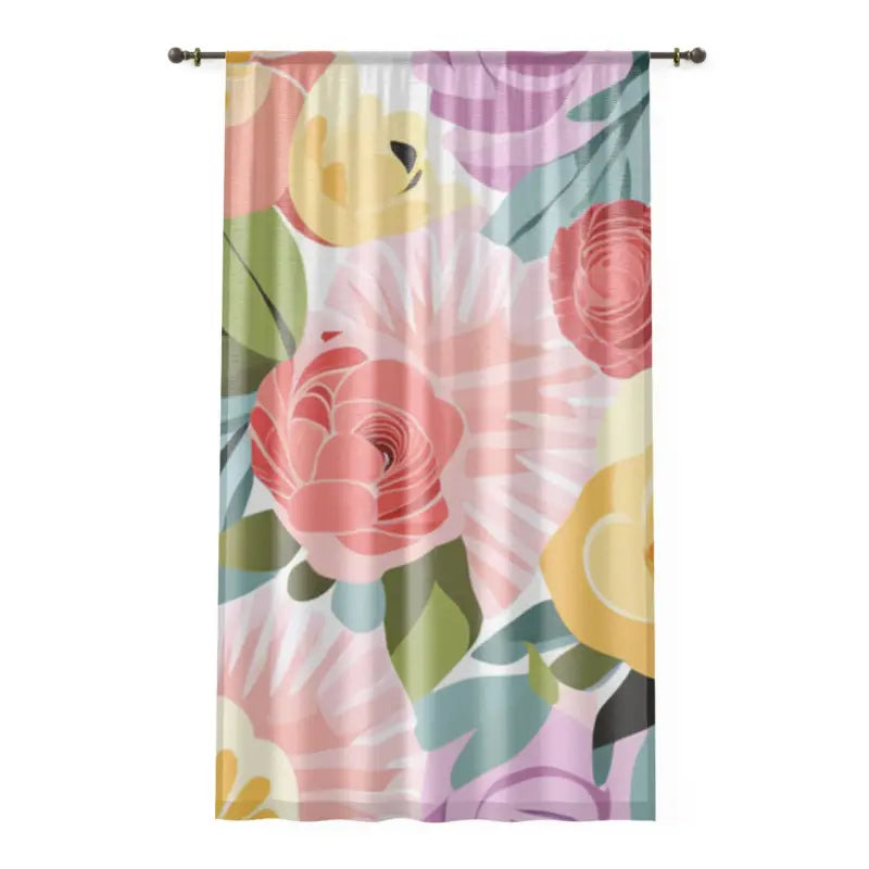 Pastel Flowers Window Curtain - Fresh Home Decor Style - DipaliZ