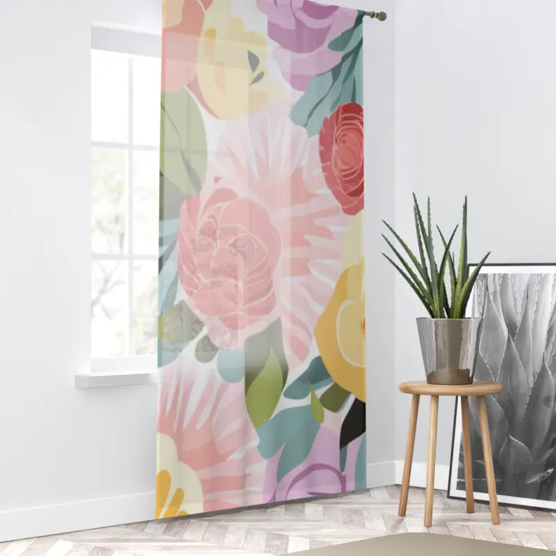 Pastel Flowers Window Curtain - Fresh Home Decor Style - DipaliZ