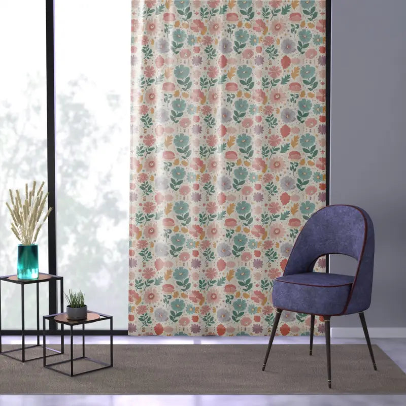 Floral Window Curtain - Pastel Polyester Sheer Home Decor - DipaliZ