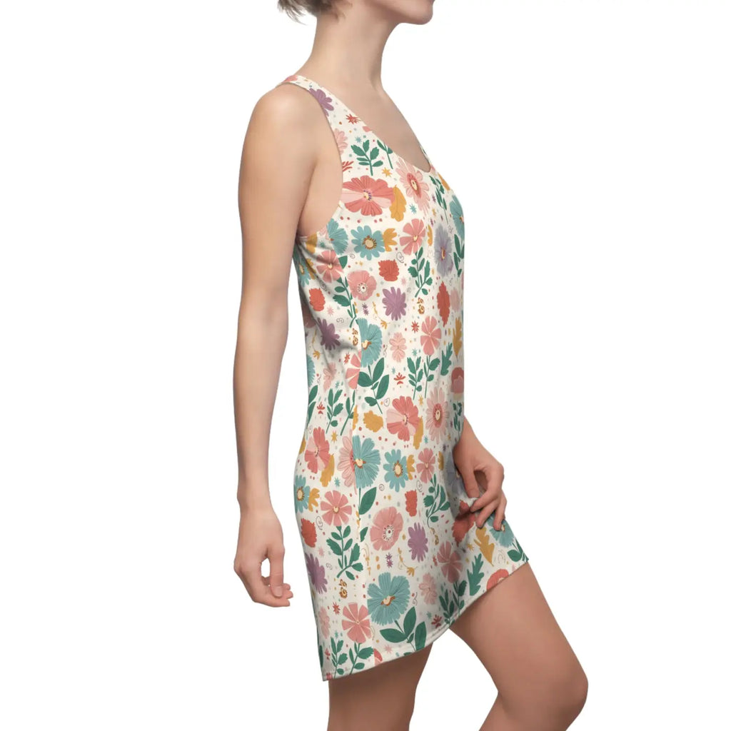 Pastel Flowers Racerback Dress - Soft Blooms Design - DipaliZ