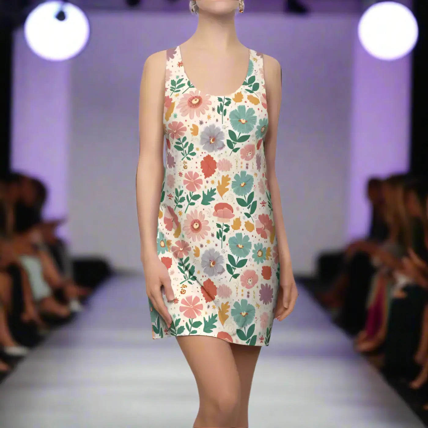 Pastel Flowers Racerback Dress - Soft Blooms Design - DipaliZ