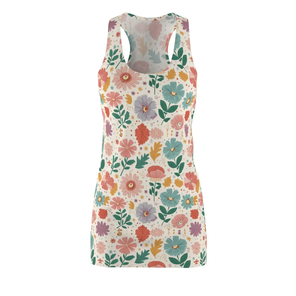 Pastel Flowers Racerback Dress - Soft Blooms Design - DipaliZ