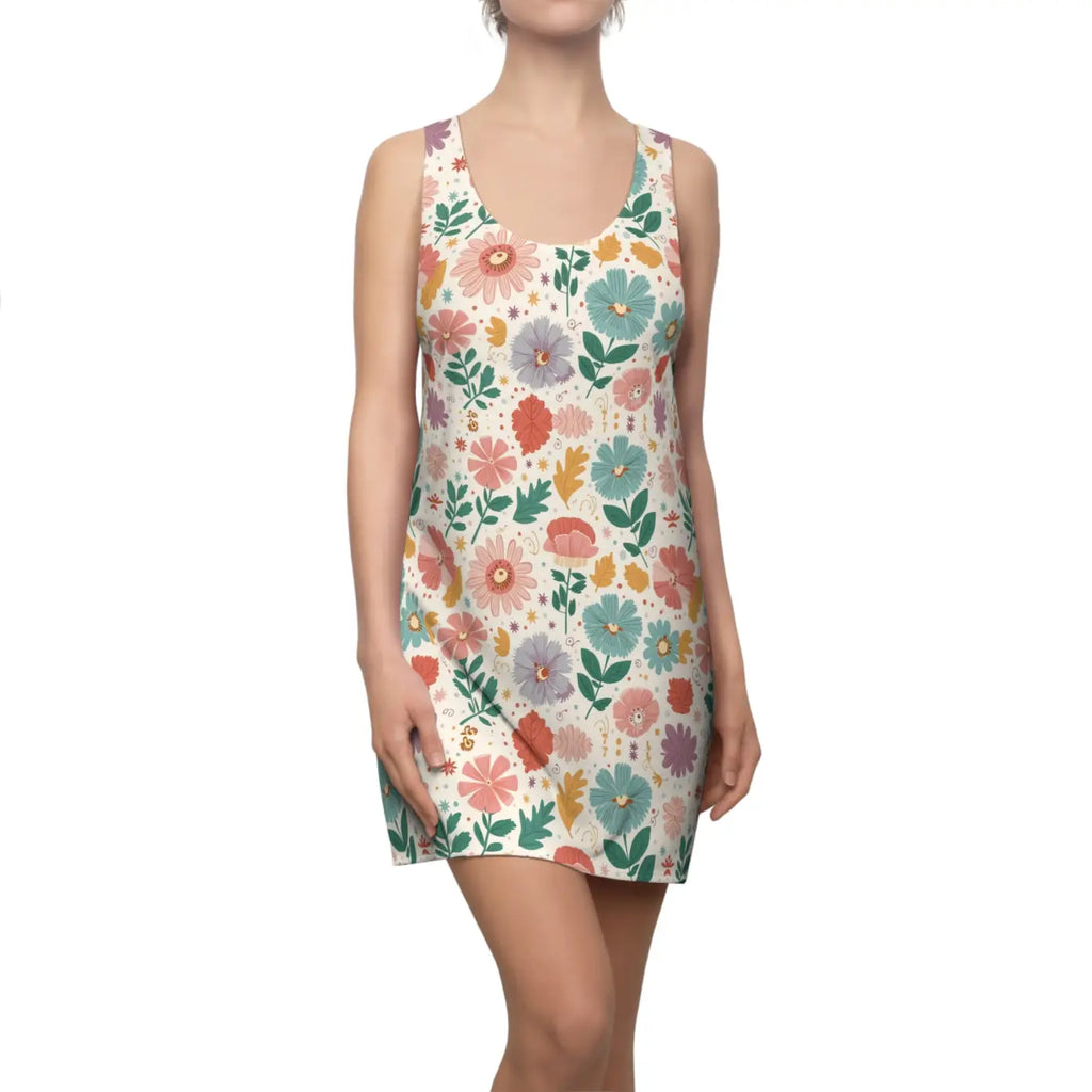 Pastel Flowers Racerback Dress - Soft Blooms Design - DipaliZ
