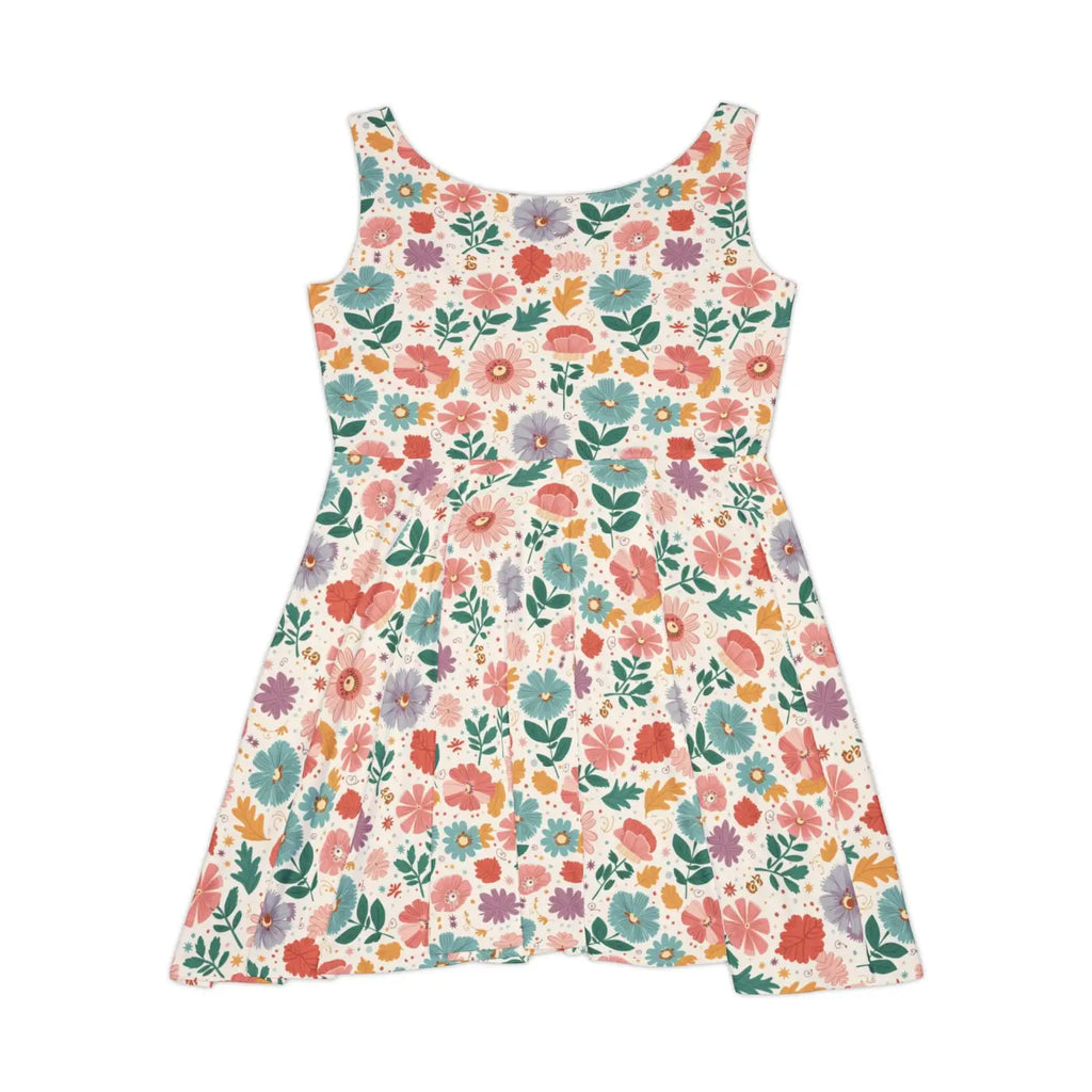 Pastel Flowers Skater Dress - Abstract Floral Design - DipaliZ