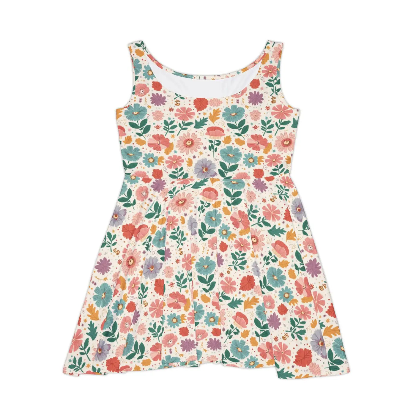 Pastel Flowers Skater Dress - Abstract Floral Design - DipaliZ