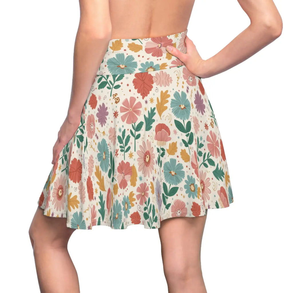 Pastel Flowers Skater Skirt - Style Effortlessly - DipaliZ