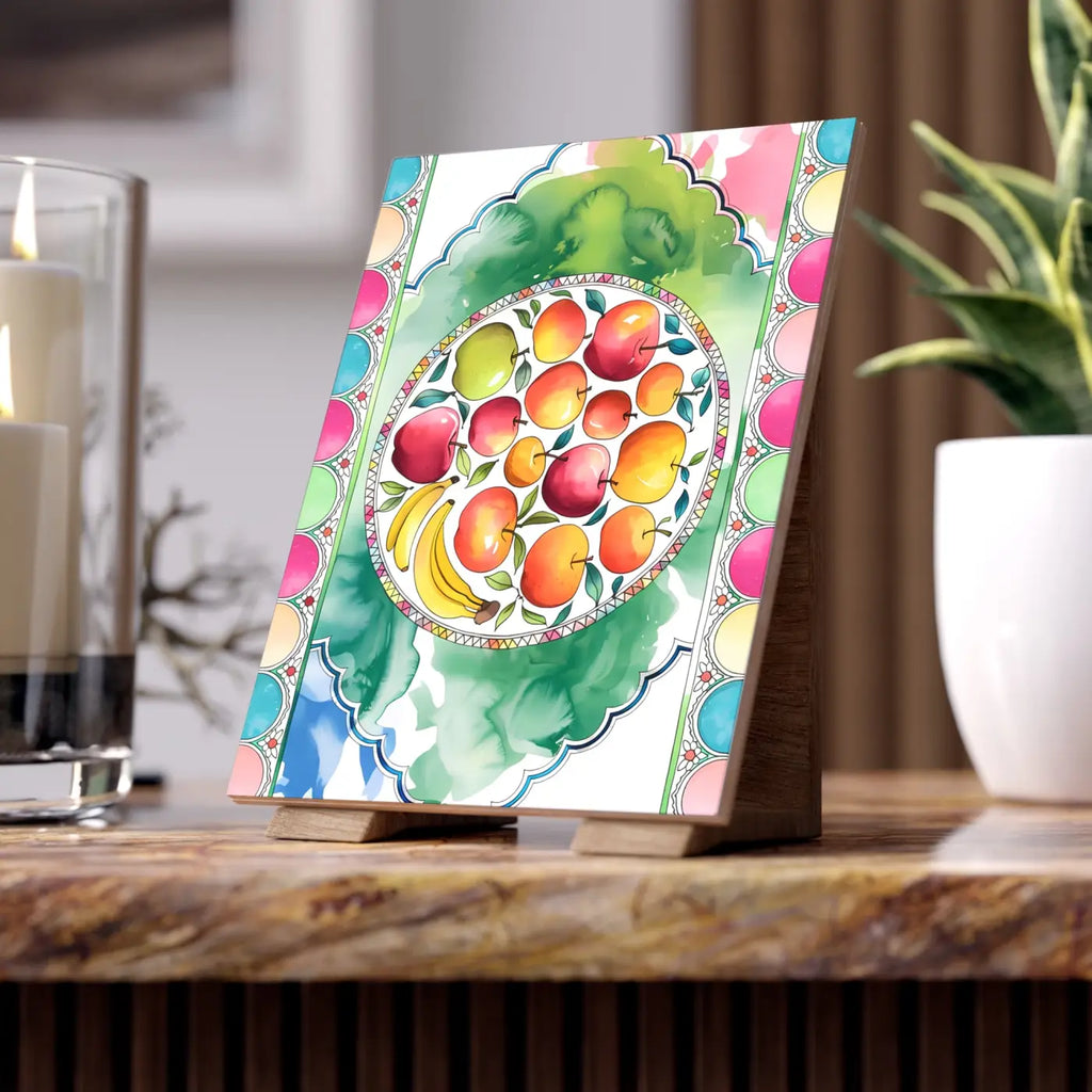 Vibrant Ceramic Photo Tile - Playful Fashion Art Design - DipaliZ