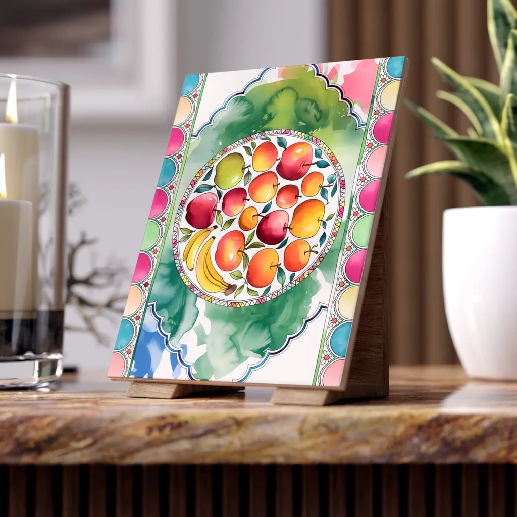 Vibrant Ceramic Photo Tile - Playful Fashion Art Design - DipaliZ