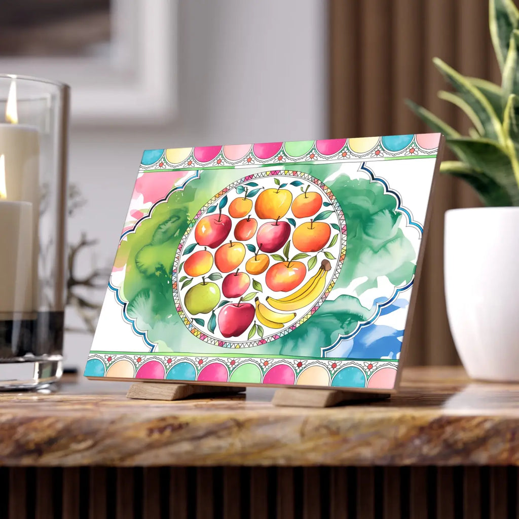 Vibrant Ceramic Photo Tile - Playful Fashion Art Design - DipaliZ