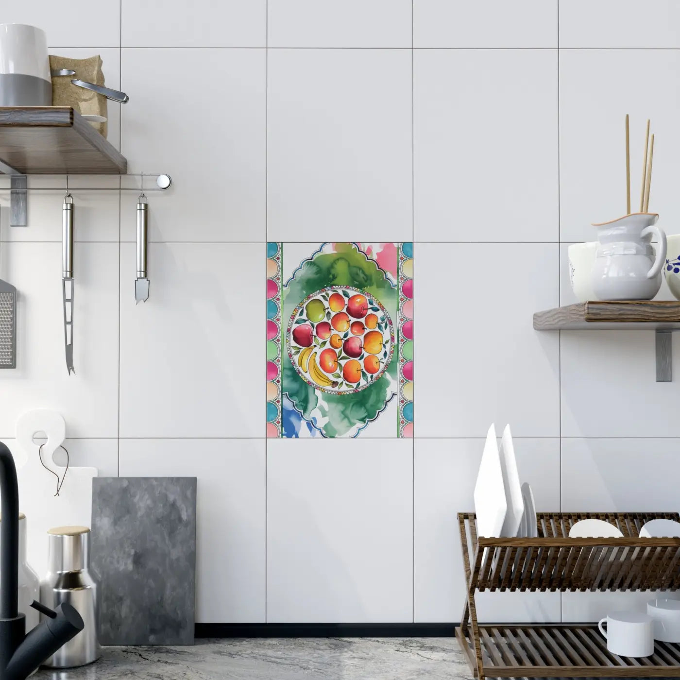 Vibrant Ceramic Photo Tile - Playful Fashion Art Design - DipaliZ