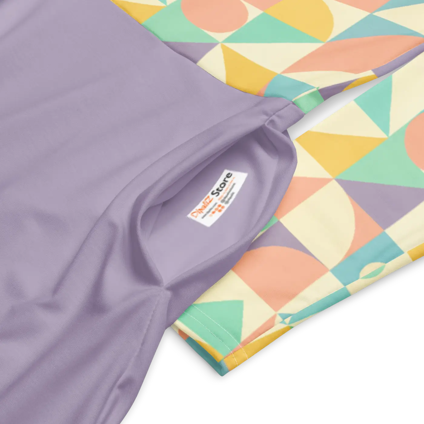Pastel Geometric Pattern Sleeve Midi - Fitted Waist Dress - DipaliZ