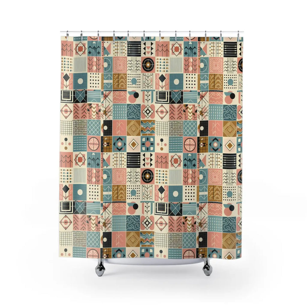 Pastel Geometric Pattern Shower Curtain - Bathroom Decor - DipaliZ
